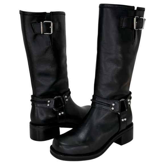 Steve Madden Black Moto Boots with Buckle Detail - Picture 10 of 13